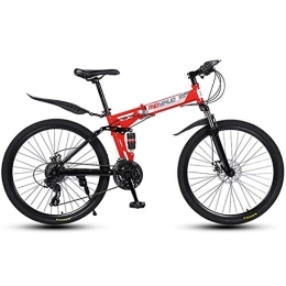 MSM vélo MSM Vélo Pliable pour Les Adolescents Adultes, 26 Pouces Vélo Vélo VTT Vélo Pliant Suspension Complète Choc Vélo VTT pour Les Hommes Femmes Rouge-30 Spoke 21 Vitesse