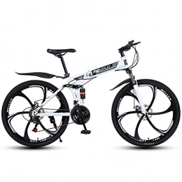 MYRCLMY vélo MYRCLMY Vitesse Variable Vélo Pliant, 26 Pouces Léger Pliant Vélo, VTT Adulte, Vélos À Double Suspension Vélo VTT, Mountain Trail Bike Urban Piste Cyclable Non-Slip Vélo, Blanc, 27 Speed