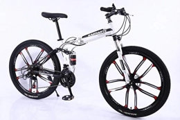 Pakopjxnx Vélos de montagne pliant Pakopjxnx 21 Speed Mountain Bike 24 26 inch Carbon Steel Folding Bike Double, 10 Knife Wheel White, 24 inch