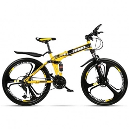 PUEEPDEE vélo PUEEPDEE vélo Pliable Vélo pliant-26 Pouces Roue Variable Absorption Vitesse Mountain Bike Double System Shock Femmes Homme Sports de Plein air Vélo, Grand (Color : Yellow, Size : 30 Speeds)