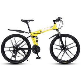 LHQ-HQ Vélos de montagne pliant QGL-HQ Sports de Plein air Vélo Pliant 27 Vitesse VTT 26 Pouces Roues Offroad Double Suspension vélo et Double Disque de Frein Sports de Plein air Mountain Bike (Color : Yellow)