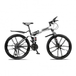 T-Day vélo T-Day VTT Vélo Mountainbike 26 dans Le Vélo De Montagne Pliante 21 Vélo pour Hommes Ou Femmes MTB Cadre De Cadre en Acier Au Carbone Pliable avec Double Suspension(Size:27 Speed, Color:Blanche)