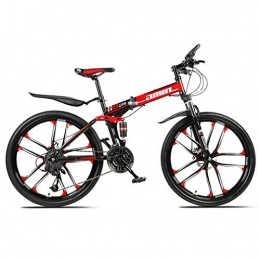 Tbagem-Yjr Vélos de montagne pliant Tbagem-Yjr Acier-Carbone Pliant VTT, Sports De Plein Air Portable Loisirs Vélo 26 Pouces (Color : Red, Size : 30 Speed)
