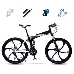 Llpeng vélo VTT Vlos pliants, 27 Vitesses Double Frein Disque Pleine Suspension de vlo, 24 Pouces, 26 Pouces, Hors Route Vlos Vitesse Variable avec Double Disque de Frein (Color : White, Size : 24'')