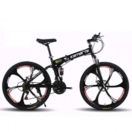 JLFSDB Vélos de montagne pliant VTT Vélo de Montagne Mountain Bike Pliable Montagne Vélos 26 pouces double frein à disque double suspension Ravine vélo, 21 24 27 vitesses Cadre en acier au carbone ( Color : Black , Size : 21 Speed )