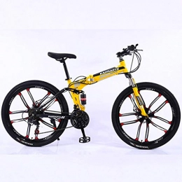 JLFSDB Vélos de montagne pliant VTT Vélo de Montagne Mountain Bike VTT Vélos 26 pouces 21 24 27 Pliable double suspension Ravine délais vélo à double disque de frein, cadre en acier au carbone ( Color : Yellow , Size : 24 Speed )