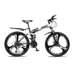 FBDGNG vélo Vélo de montagne pliable 21 / 24 / 27 vitesses avec système de changement de vitesse et roues de 66 cm - Double suspension - Convient pour les amateurs de cyclisme - Taille : 27 vitesses, couleur : blanc