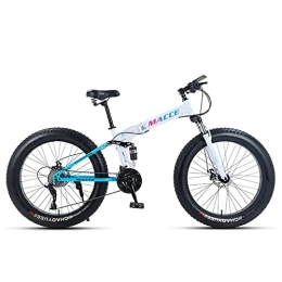 zwayouth vélo Vélo de montagne pliable de 26 pouces, 24 vitesses, suspension complète, VTT, cross country, vélo pliable adulte, homme / femme, double disque frein antidérapant, noir, blanc (26, blanc)