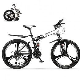 KuaiKeSport Vélos de montagne pliant Vélo de Montagne Pliable Homme Femme, 26 pouces Vtt Vélo de Ville pour étudiant Adulte, 24 Vitesses Frein à Disque Double Vélo de Route, Fat Bike Vélo de Voyage Extérieur Absorption des Chocs, Blanc