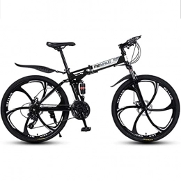 LLKK vélo Vélo de montagne pour adulte et adulte - Pliable - 66 cm - Avec double frein à disque - Double suspension - Cadre en acier au carbone