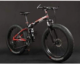 HCMNME vélo Vélo durable de haute qualité Pliant VTT Vélo, Fat Tire à double suspension Vélos MBT, cadre en acier haute teneur en carbone à double disque de frein, pédales en aluminium et les tiges, A, 24 pouces