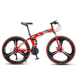 WXXMZY Vélos de montagne pliant WXXMZY Vélos, VTT Pliables, Cadres en Acier À Haute Teneur en Carbone 21, 24, 27, 24 Et 26 Pouces, Vélos Étudiants, (Color : Red, Size : 21 Speed)