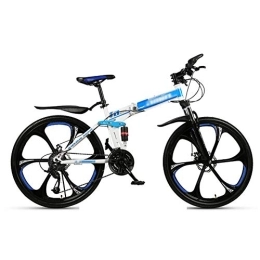 WYZDQ vélo WYZDQ Travail Portable vélo Hommes et Les Femmes Absorption des Chocs Pliant VTT Adulte à Vitesse Variable Courses Tout-Terrain, Bleu, 27 Speed (24 inches)