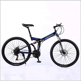 XER Vélos de montagne pliant Xer Mountain Bike Folding Cadre de VTT à double remontage pour homme 24 accélère 26 pouces High Carbon Acier Frein à disque de vélo, bleu, 27 vitesses