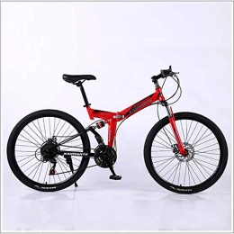 XER Vélos de montagne pliant XER MTB 24 de haute vitesse en acier au carbone de 24 pouces de rayons de la roue double suspension du vélo pliable pour le voyageur ville, rouge, 27 vitesses