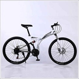XER Vélos de montagne pliant Xer VTT 24 vitesses​​ acier haute carbone 24 pouces roue à rayon double engrenage pliable pour remorque Ville, blanc, 27 vitesses