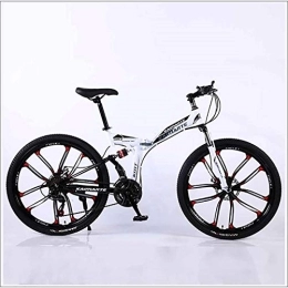XER Vélos de montagne pliant Xer VTT 24 vitesses​ acier haute carbone 24 pouces roues à 10 rayons double rehaussement pliable pour remorque City, blanc, 27 vitesses