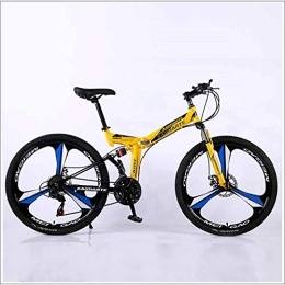 XER Vélos de montagne pliant Xer VTT 27 vitesses​​ acier haute carbone 24 pouces roues à 3 rayons double roue pliable pour remorque Ville, jaune, 24 vitesses