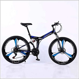 XER Vélos de montagne pliant XER VTT pliable - Double levage, 27 vitesses - 26" - 3 freins à disque en acier carbone - Bleu - 24 vitesses