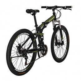EUROBIKE vélo YH-G7 Vélo de montagne pliable de 27, 5 pouces, 21 vitesses, suspension complète, freins à disque, cadre pliable pour homme (multi-rayons, vert)