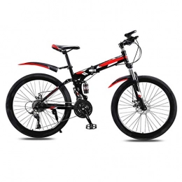 ZHEDYI vélo ZHEDYI 24in / 26in VTT Adulte, Vélo Haut en Acier Au Carbone De Pliage Complet De La Suspension, Vélo Tout-Terrain Portable Ultra Léger avec Vitesse Variable, La Bicyclette De Mens