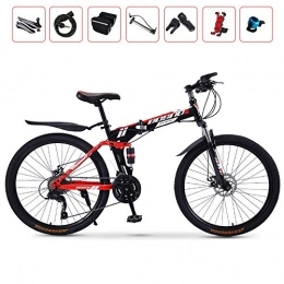 ZHIPENG vélo ZHIPENG Vélo Pliant Vélo De Changement De Vitesse À 27 Vitesses Vélo De Montagne De 26 Pouces, Pneus Anti-Dérapants De Qualité Tout-Terrain, Motif Antidérapant Empêche Efficacement Le Dérapage, Noir