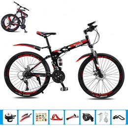 ZPTTBD vélo ZPTTBD Pliable Vélos de Montagne, 21 Vitesses Léger Adulte Folding Bike avec Double Frein à Disque, Cadre en Acier Carbone VTT Vélos pour Homme et Femme (Color : D, Size : 26 inch)