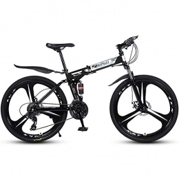 ZRZJBX vélo ZRZJBX Vélo De Montagne Pliant Vélo De Route Vélo VTT Cadre en Acier Suspension Complète Cadre Mécanique Frein à Disque, 26”Black-21speed