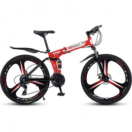 ZRZJBX vélo ZRZJBX Vélo De Montagne Pliant Vélo De Route Vélo VTT Cadre en Acier Suspension Complète Cadre Mécanique Frein à Disque, 26”Red-21speed