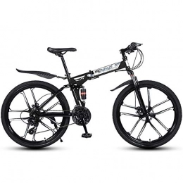 ZRZJBX vélo ZRZJBX Vélo VTT Tout-Terrain Hommes Et Femmes Adultes étudiants Un Rayons Roue Vélo Pliant Vélos Double Freins à Disque, 26”Black-21speed