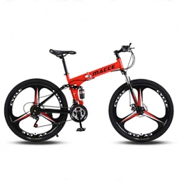 ZXCY Vélos de montagne pliant ZXCY Hommes Femmes 26 Pouces Adulte Montagne Vélo Pliable 27 Vitesse Vélo De Route en Acier À Haut Carbone Vélo Pleine avec Double Freins À Disque Vélo De Route, Rouge