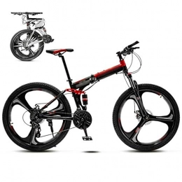 ZY vélo ZY 24-26 Pouces VTT Vlo, Unisexe Pliable vlo de Banlieue, 30 Vitesses Pliable VTT, vlo Hors Route Vitesse Variable for Les Hommes et Les Femmes, Double Frein Disque / Rouge / Une Roue / 24' LOLDF1