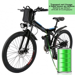 Profun Vélos de montagne électriques Profun Vélo de Montagne électrique 27.5 / 26 / 20 Pouces 350W / 250W avec Shimano 24 / 21 / 7 Vitesse E-VTT avec Batterie au Lithium Amovible 36 V 10.4Ah / 36V 8Ah pour Hommes Femmes (26'' Noir Pliable)