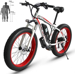 RDJM Vélos de montagne électriques RDJM Vélo Électrique en Montagne Électrique Plage Vélo 48V 26 « » Fat Tire Puissant Moteur de Montagne de Neige Ebike en Alliage d'aluminium de vélos (Color : White Red, Size : 36V10AH)