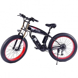 WXX Vélos de montagne électriques WXX Adulte vlo lectrique, 26 Pouces Fat Tire Neige vlo, 350W 48V 10Ah Amovible au Lithium-ION de vlos ebike, Plage Voiture lectrique, pour l'extrieur Cyclisme, Black Red